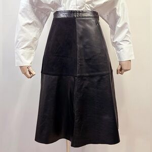 Faux Leather Black Midi Skirt (Korean Brand) - Not including shirt!!